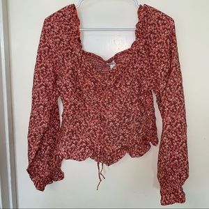 Floral crop-top blouse